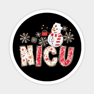 NICU Nurse Christmas Snowman Nurse Life Scrub Top Magnet